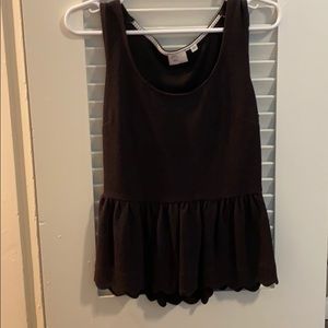 Anthropologie black scallop peplum top